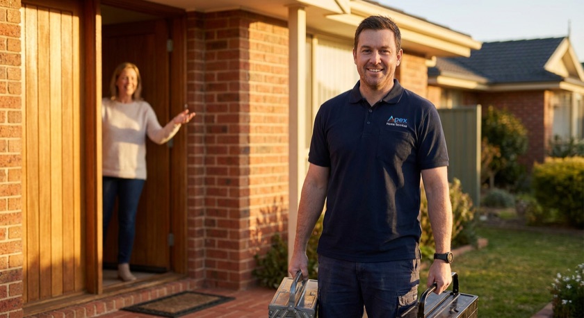 Professional handyman arriving at a home
